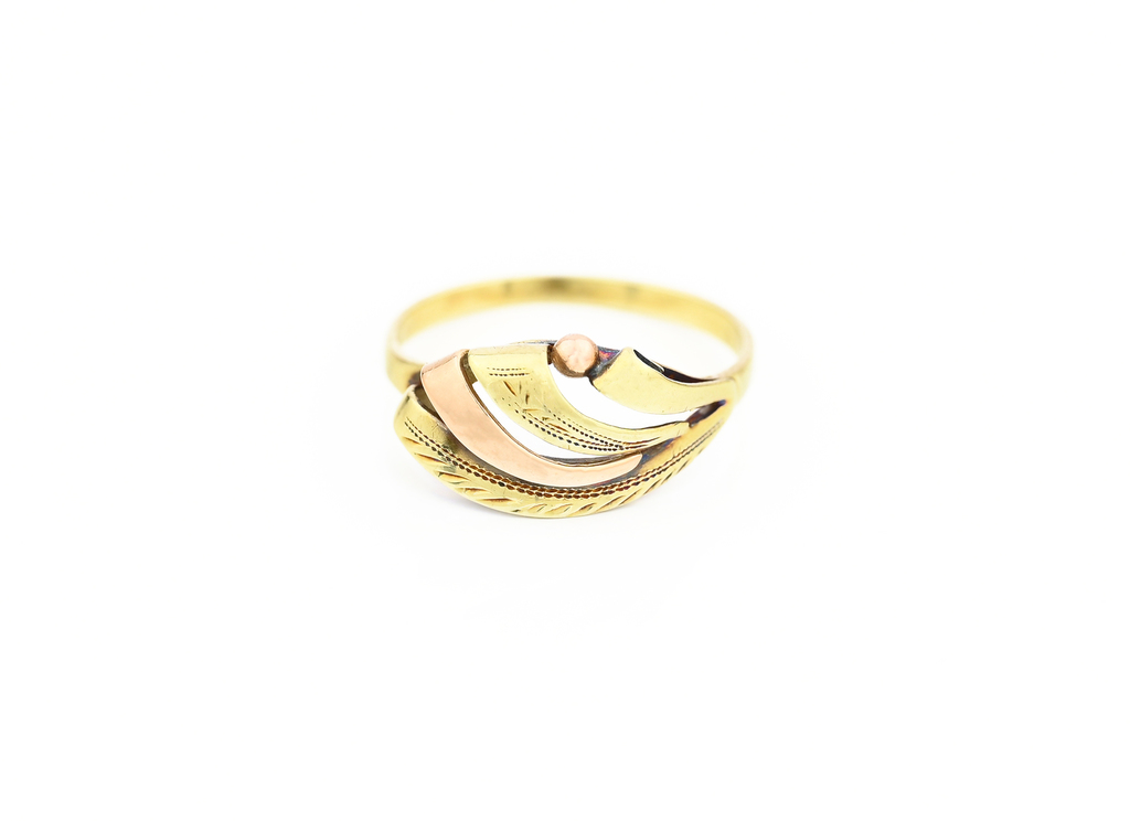 Prsten, kombinované zlato, zdobený.