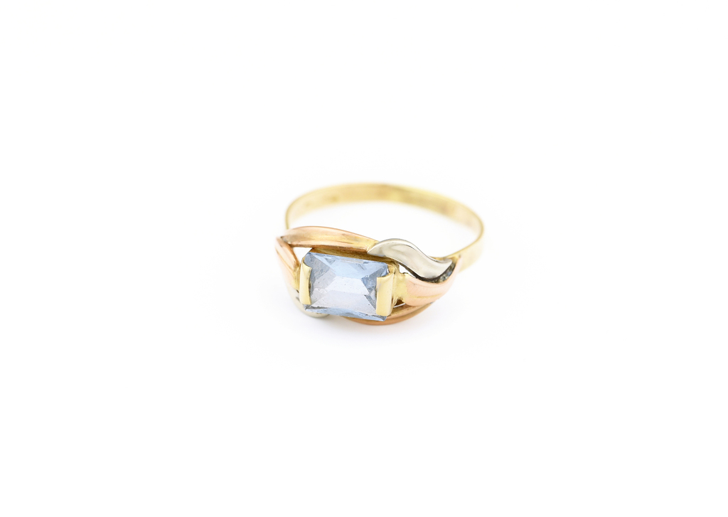Prsten, kombinované zlato, akvamarín.