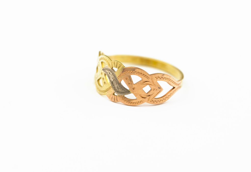 Prsten,kombinované zlato, zdobený.